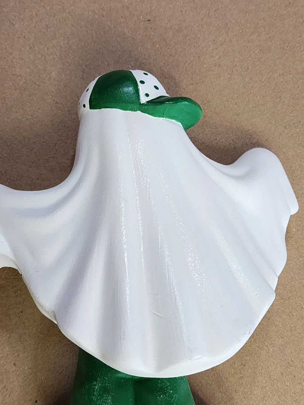 Vintage Ceramic Patchwork Halloween Ghost Wobbler Figurine Spring-Leg Bobbler